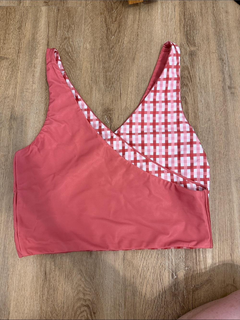 Baiia Reversible Pink Gingham Swim Top size 10